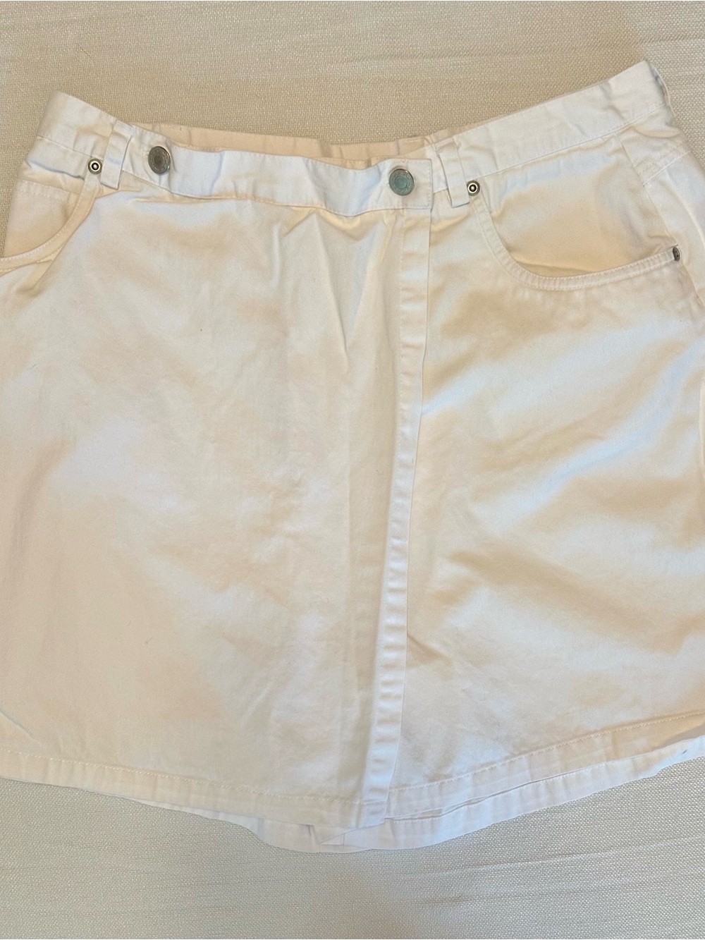 Vintage Talbots White Cotton Denim Wrap Skort - Size 18